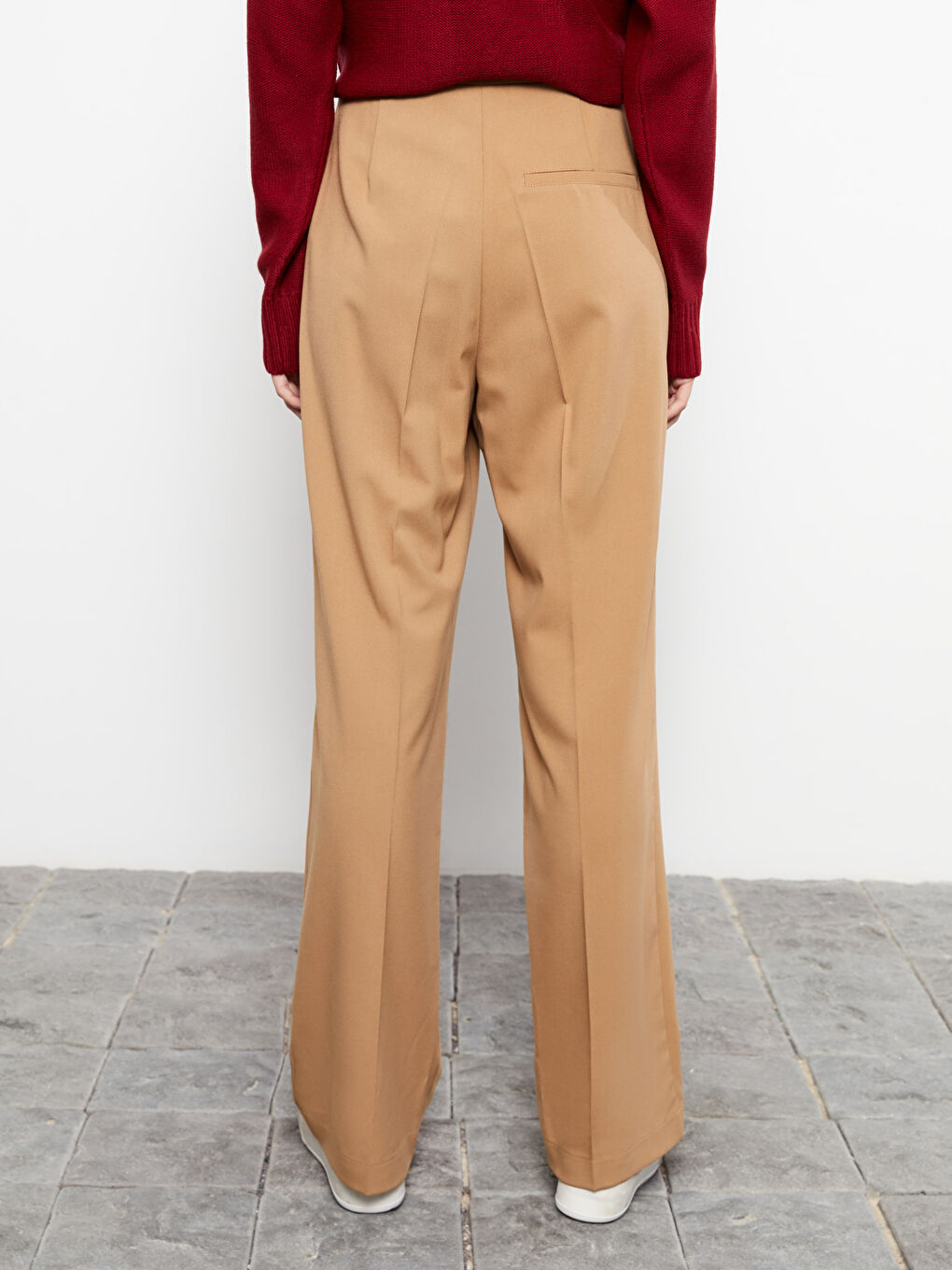 Sarı Kadın Standart Fit Düz Pantolon-4