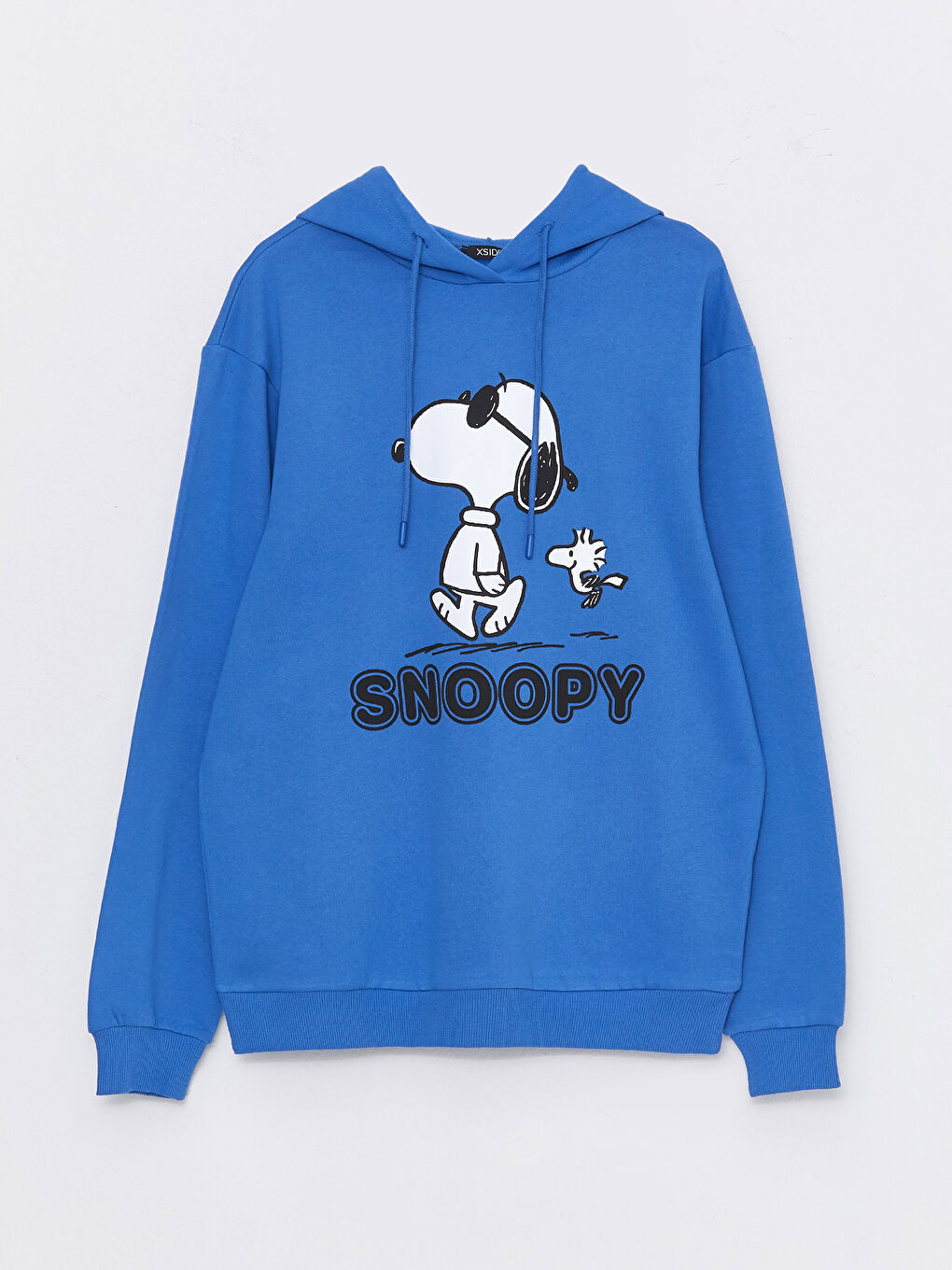 İndigo Uzun Kollu Snoopy Baskılı Erkek Kalın Hoodie