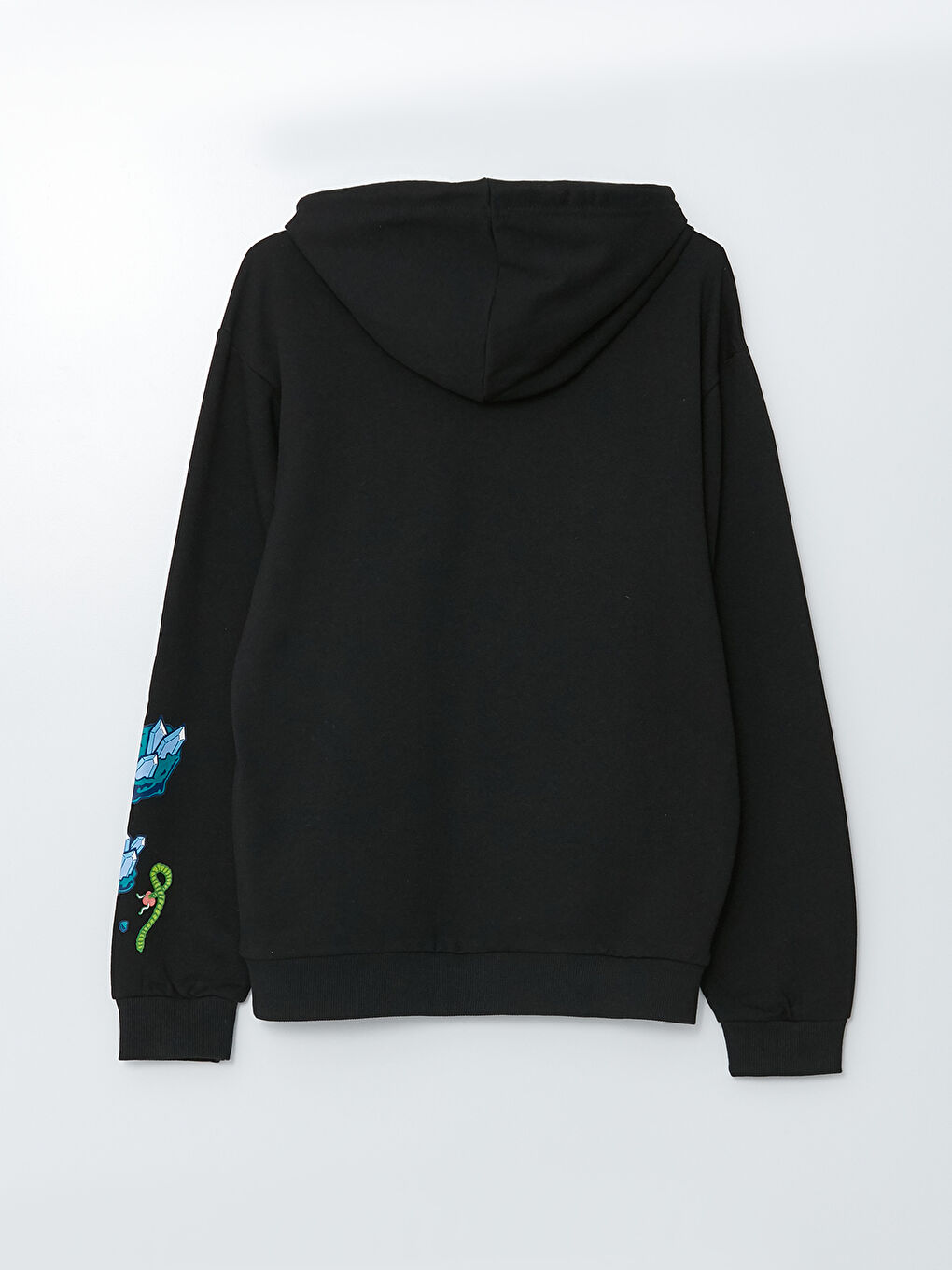Siyah Uzun Kollu Rick and Morty Baskılı Erkek Kalın Hoodie-1