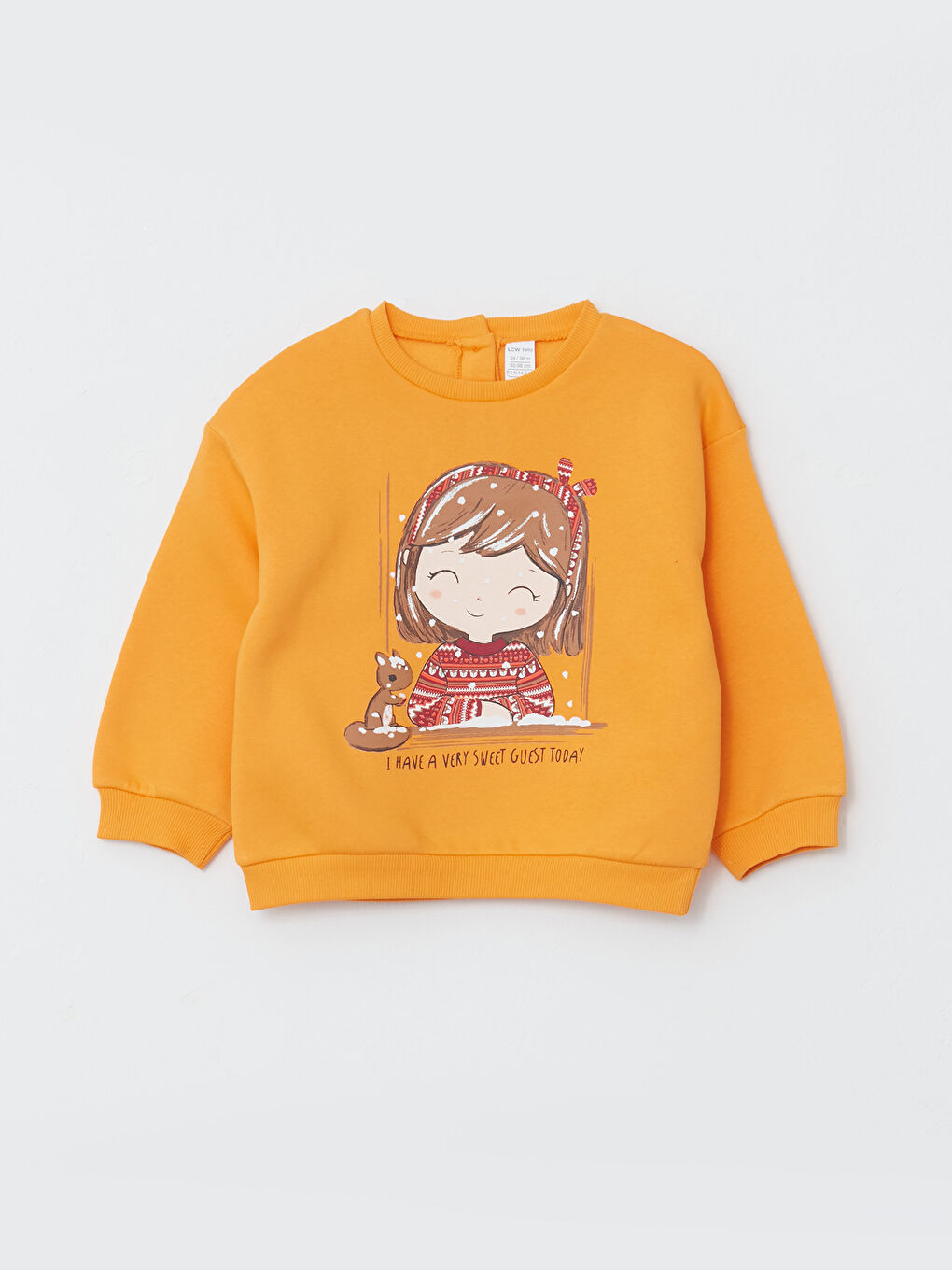 Bordo Bisiklet Yaka Uzun Kollu Baskılı Kız Bebek Sweatshirt 2'li-1