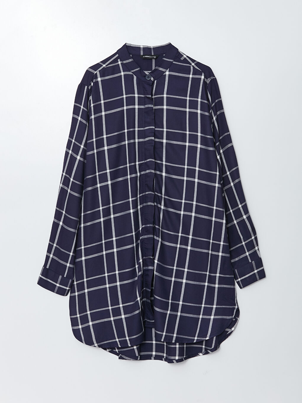 LCWAIKIKI Classic Grandad Collar Plaid Long Sleeve Women's Tunic -W2HC78Z8-LN6