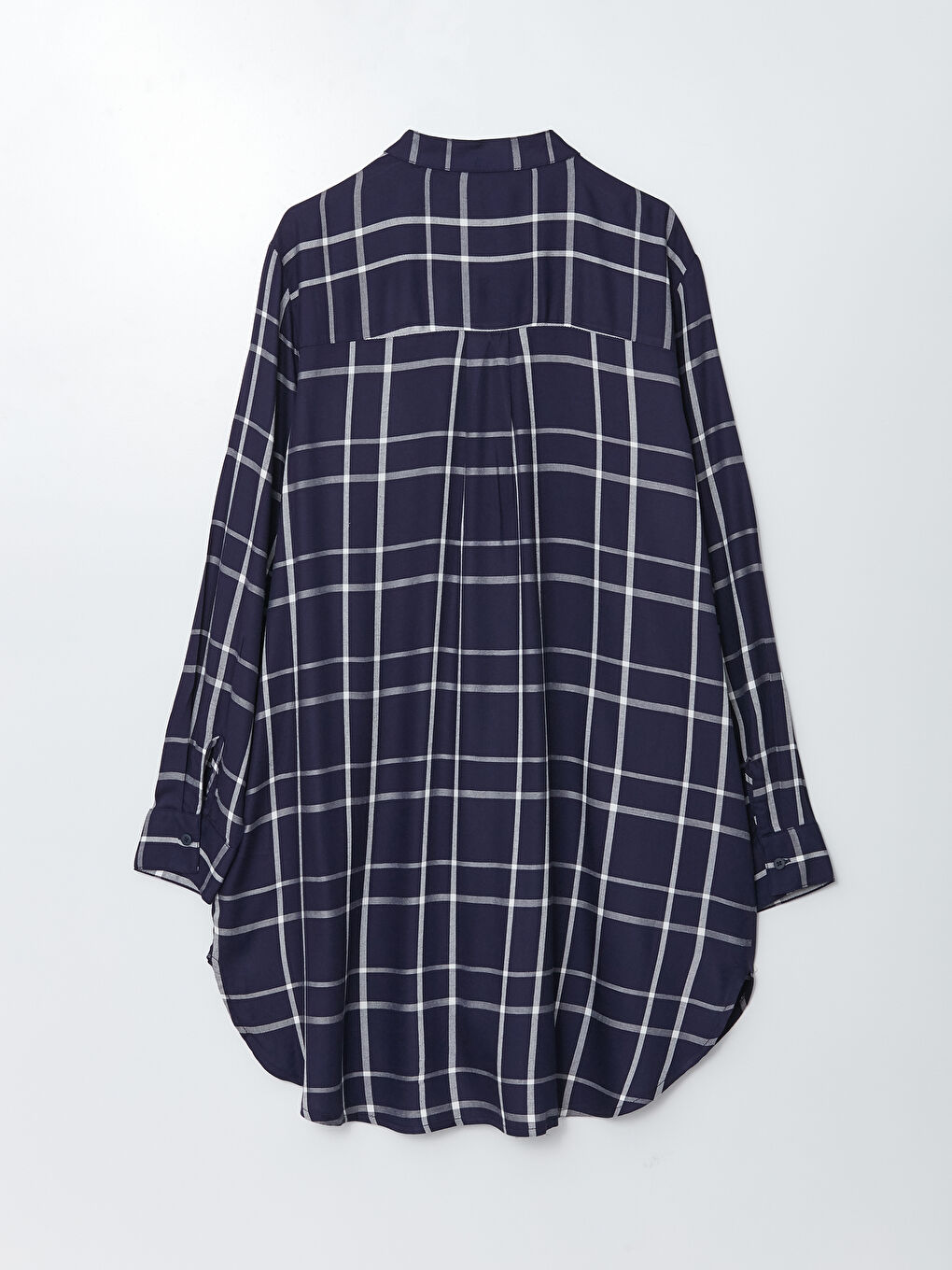 LCWAIKIKI Classic Grandad Collar Plaid Long Sleeve Women's Tunic -W2HC78Z8-LN6