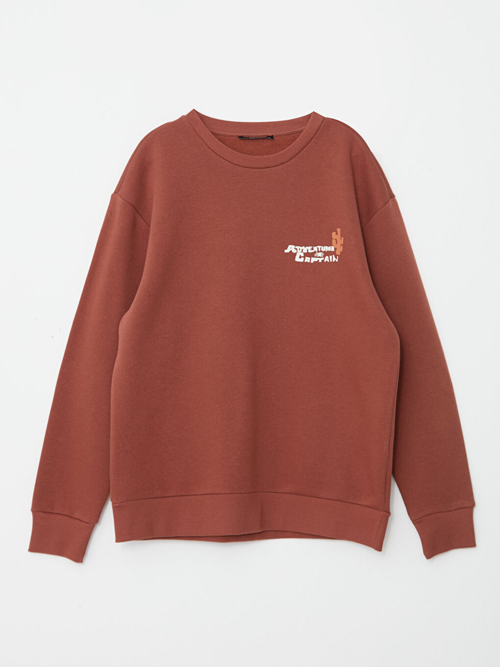 XSIDE Kahverengi Bisiklet Yaka Uzun Kollu Baskılı Erkek Sweatshirt - 5