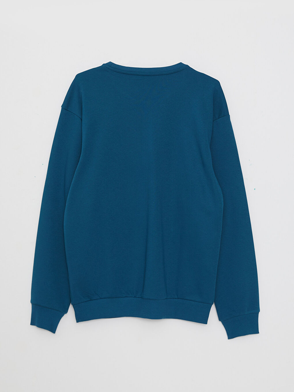 Petrol Bisiklet Yaka Baskılı Erkek Kalın Sweatshirt-6