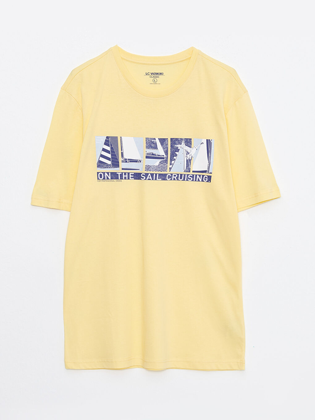 تيشيرت رجالي ياقة دائرية كم قصير مطبوع قطن ممشط-5