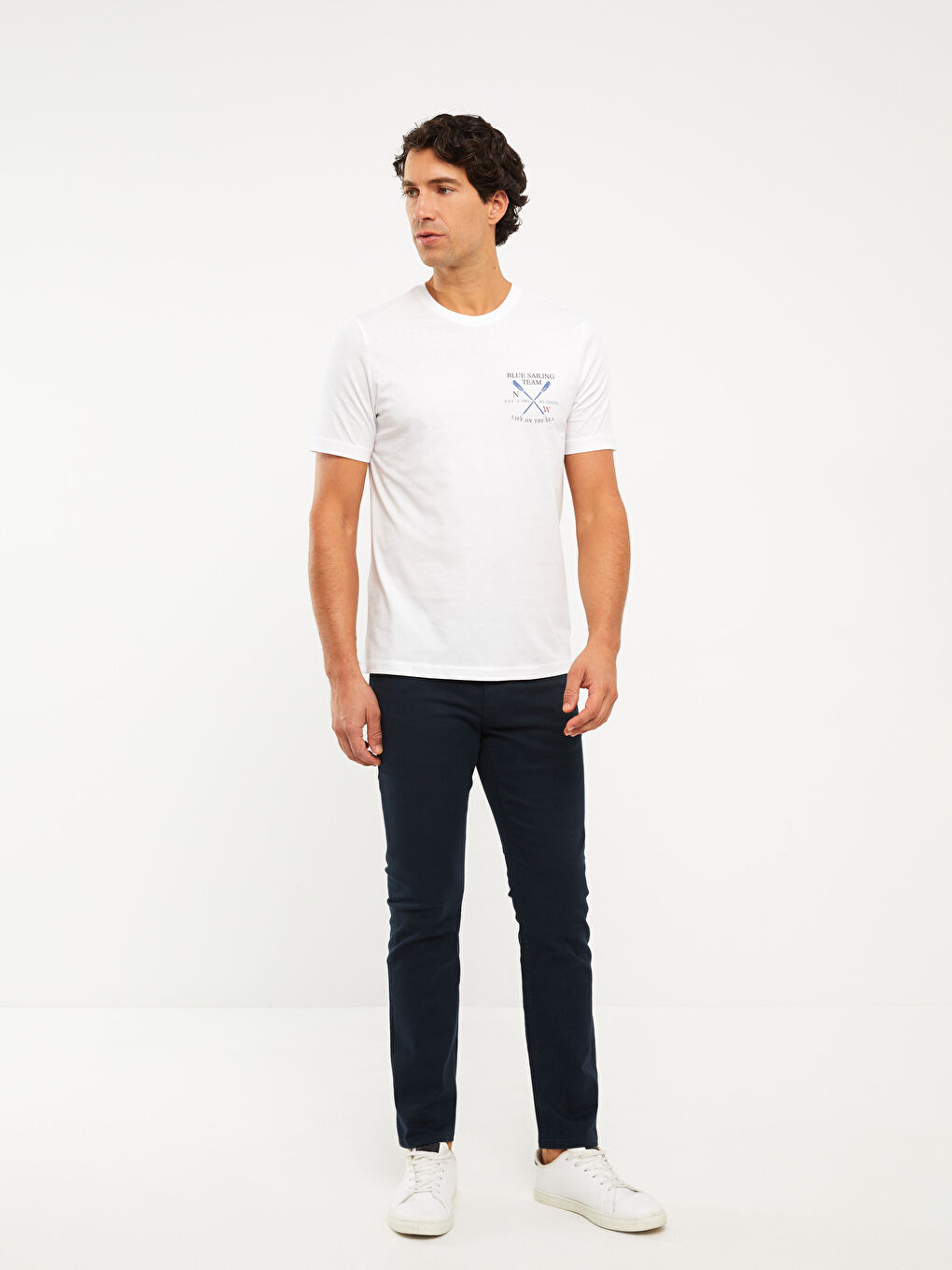 تيشيرت رجالي ياقة دائرية كم قصير مطبوع قطن ممشط-2