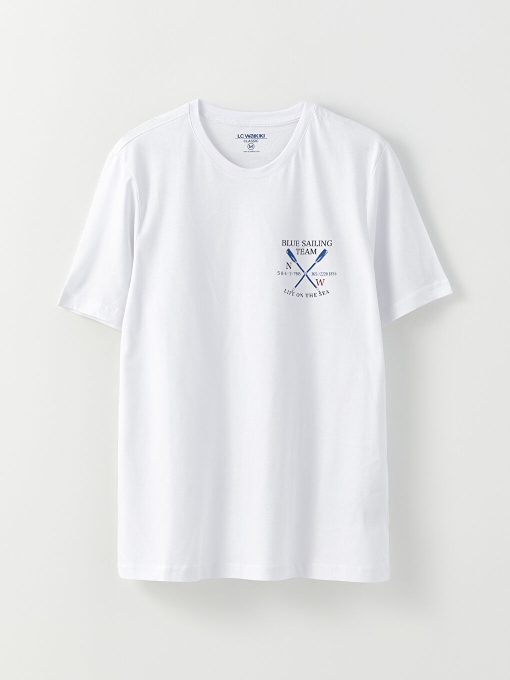 تيشيرت رجالي ياقة دائرية كم قصير مطبوع قطن ممشط-5