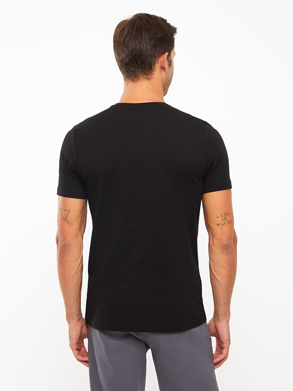 تيشيرت رجالي ياقة دائرية كم قصير مطبوع قطن ممشط-4