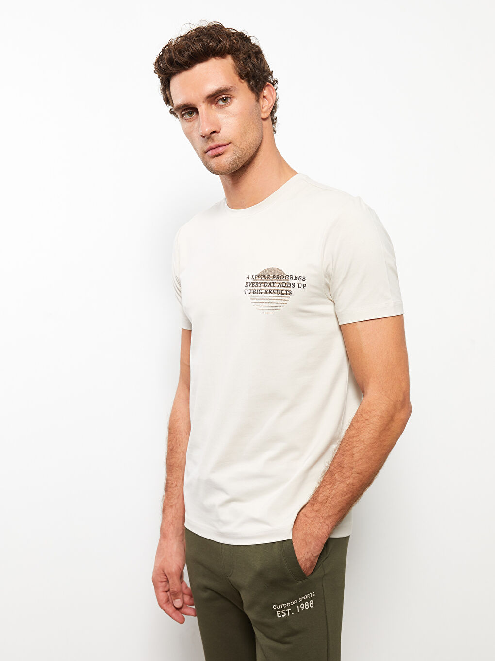 Crew Neck Short Sleeve Printed Combed Cotton Men's T-shirt-1