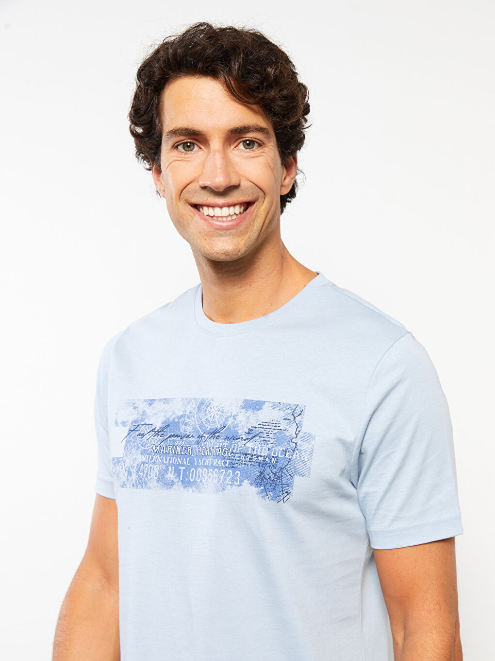 Crew Neck Short Sleeve Printed Combed Cotton Men's T-shirt