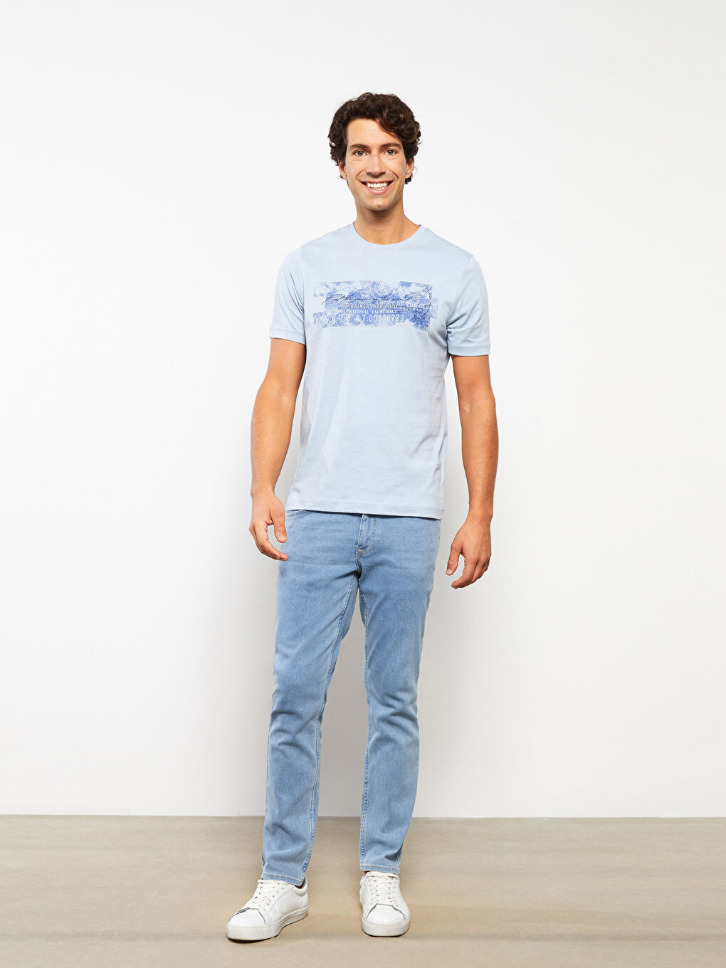 Crew Neck Short Sleeve Printed Combed Cotton Men's T-shirt-1