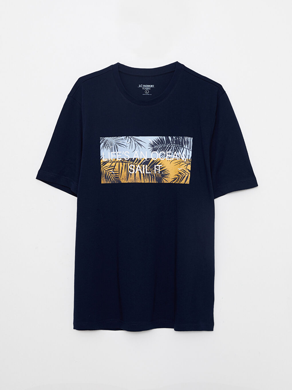 تيشيرت رجالي كم قصير مطبوع بياقة دائرية-5