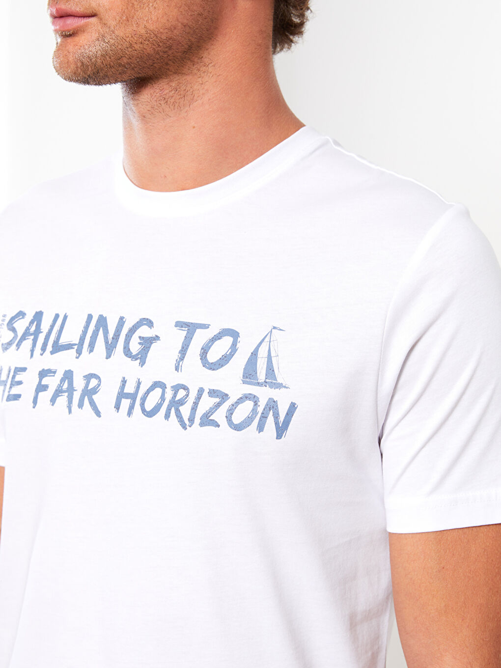 تيشيرت كم طويل مطبوع قطن ممشط بياقة دائرية للرجال-3