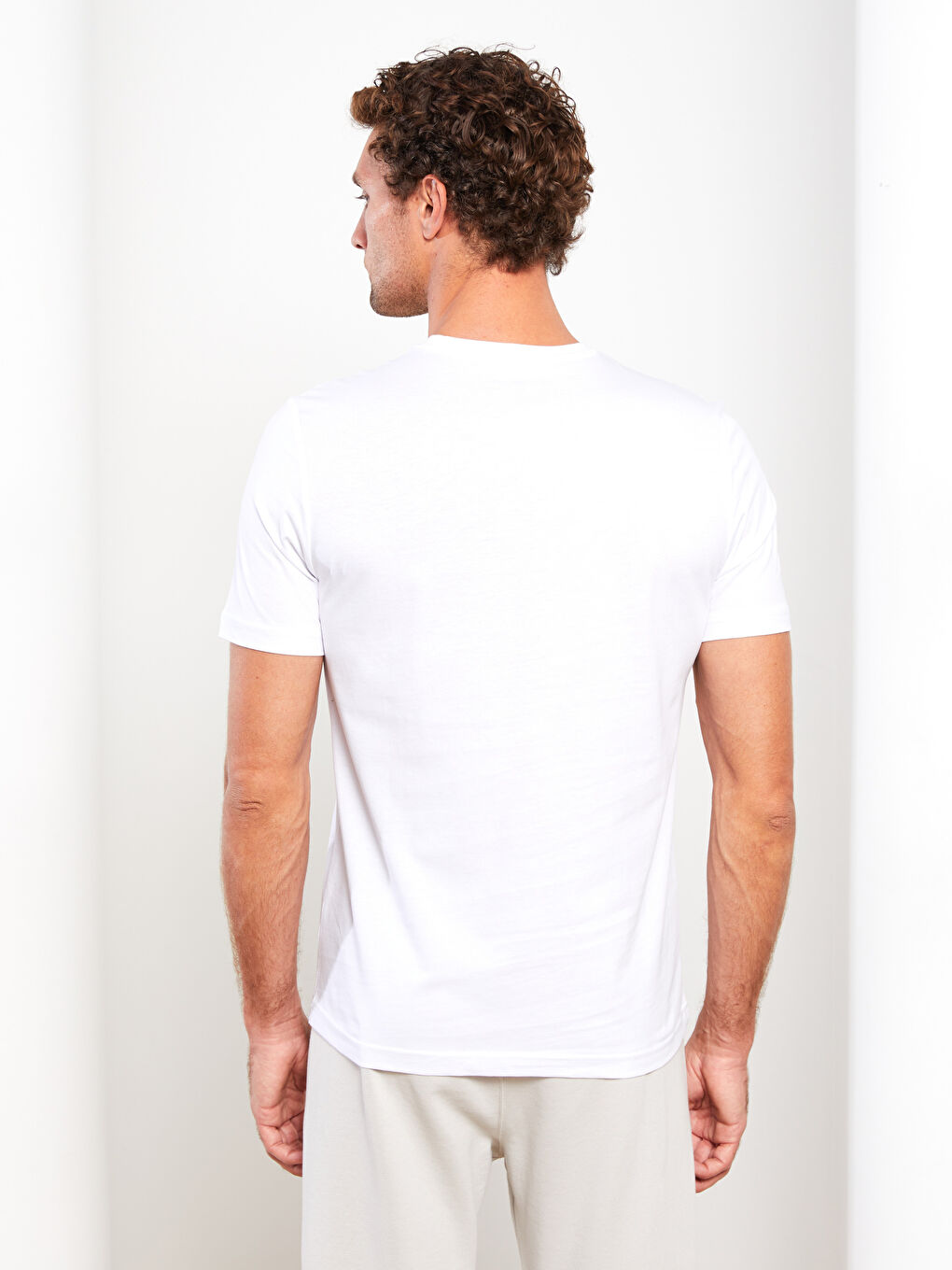 تيشيرت كم طويل مطبوع قطن ممشط بياقة دائرية للرجال-4