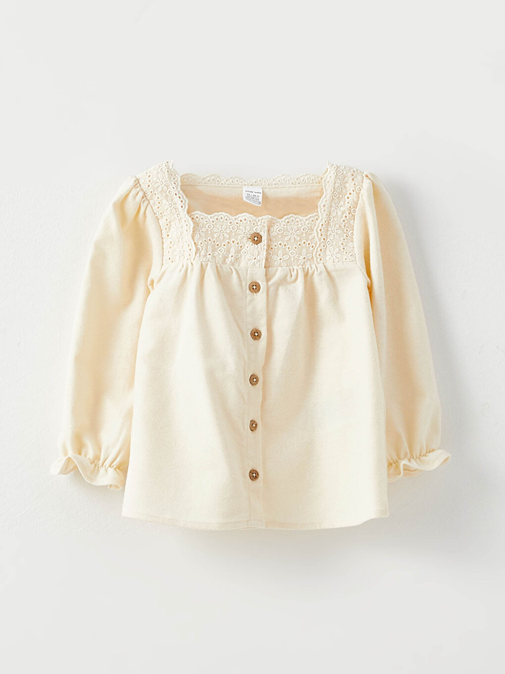 قميص بناتي رضع كم طويل بياقة مربعة