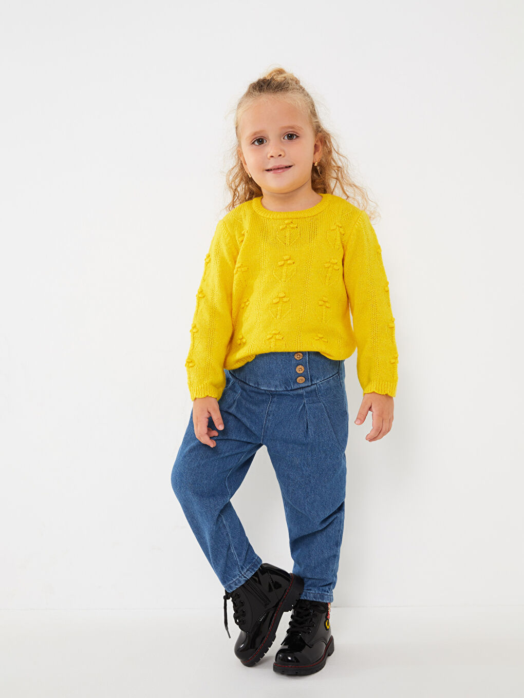 LCW baby İndigo Beli Lastikli Basic Kız Bebek Jean Pantolon