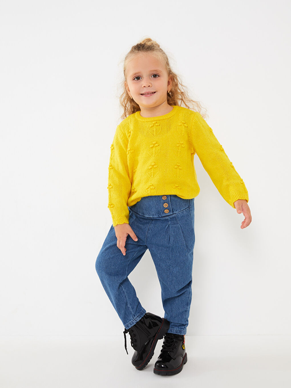 LCW baby İndigo Beli Lastikli Basic Kız Bebek Jean Pantolon - 1