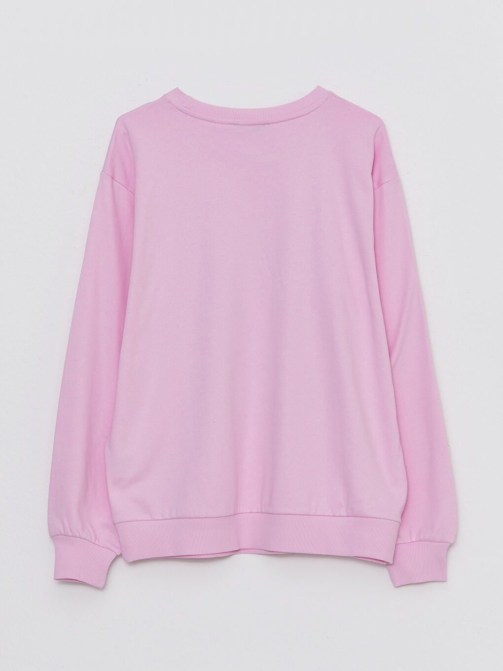 Bisiklet Yaka Pembe Panter Baskılı Kadın Kalın Sweatshirt-6