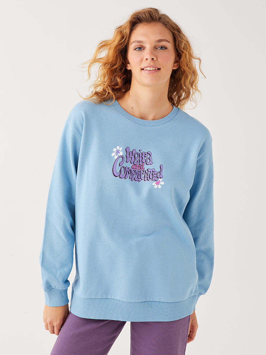 Crew Neck Lilo & Stitch Printed Women's Thick Sweatshirt-1