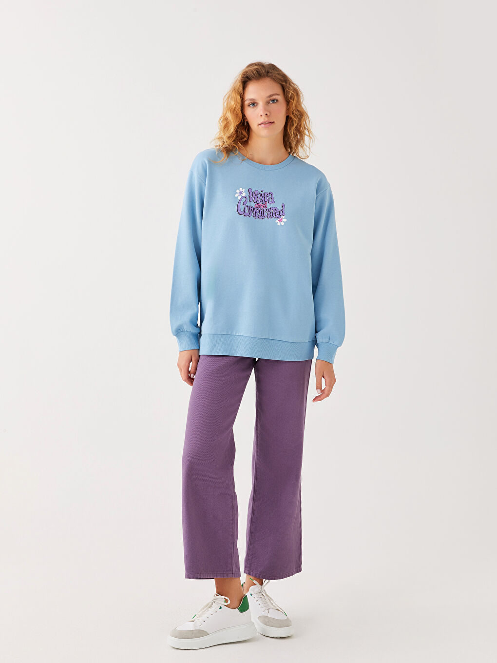 Crew Neck Lilo & Stitch Printed Women's Thick Sweatshirt-2