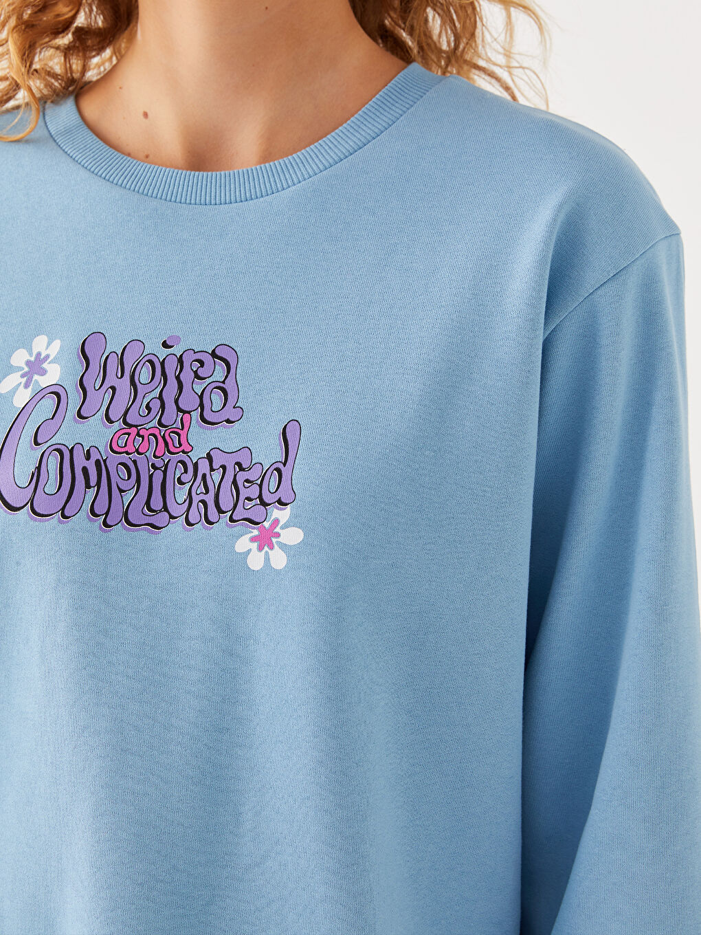Crew Neck Lilo & Stitch Printed Women's Thick Sweatshirt-3