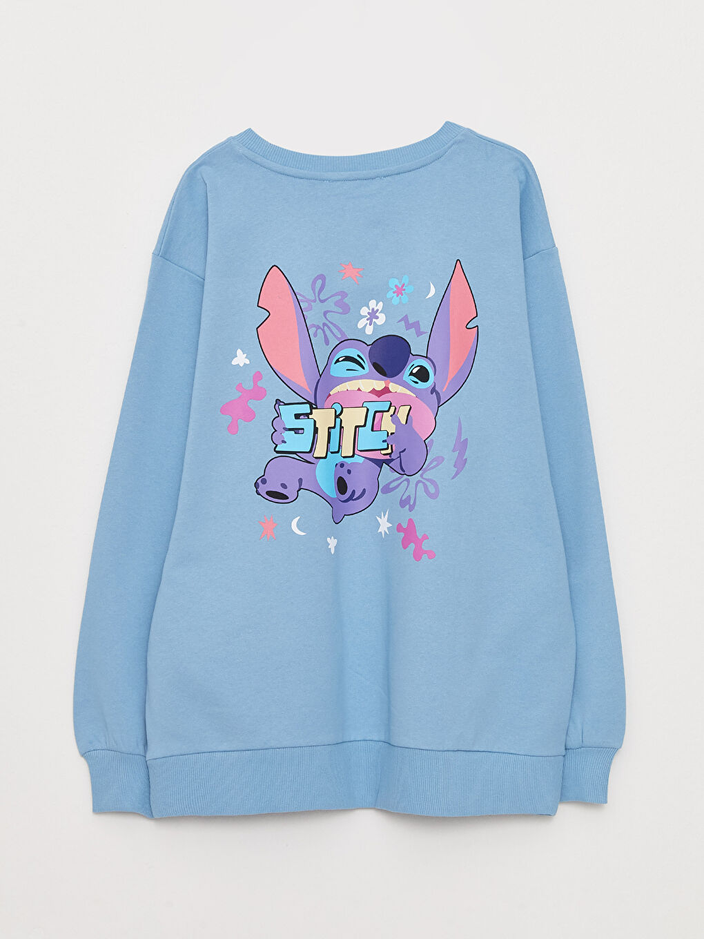 Crew Neck Lilo & Stitch Printed Women's Thick Sweatshirt-6