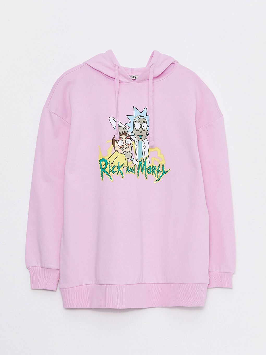 XSIDE Pembe Ricky ve Morty Baskılı Kadın Kalın Hoodie - 5