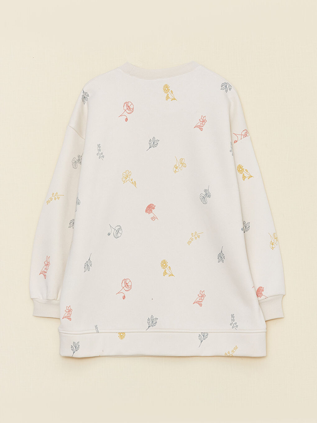 Crew Neck Self Patterned Women's Thick Sweatshirt Tunic-6