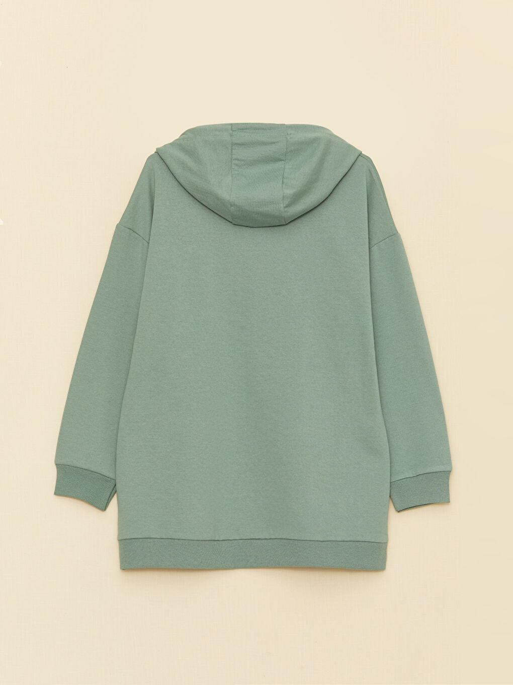 LCW Modest Yeşil Kapüşonlu Nakışlı Uzun Kollu Kadın Sweatshirt Tunik - 6