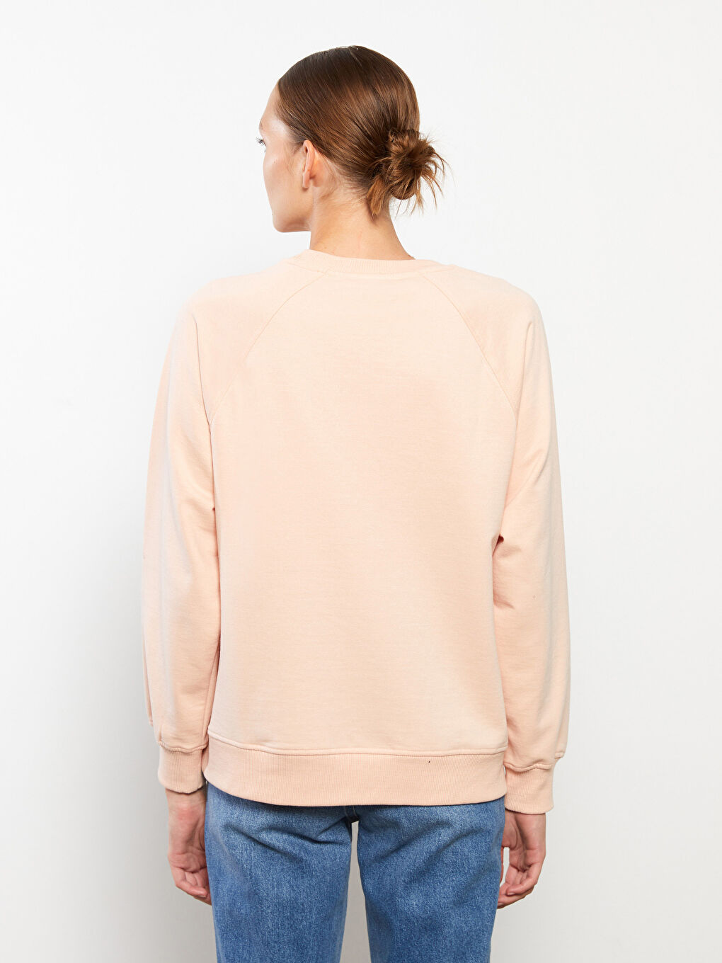 LCWAIKIKI Basic Pembe Bisiklet Yaka Düz Uzun Kollu Kadın Sweatshirt - 3