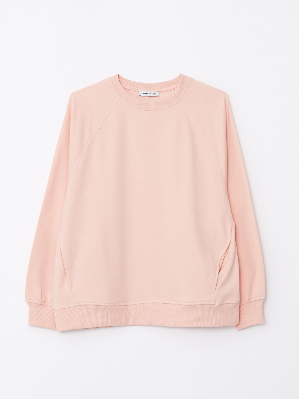 LCWAIKIKI Basic Pembe Bisiklet Yaka Düz Uzun Kollu Kadın Sweatshirt - 4