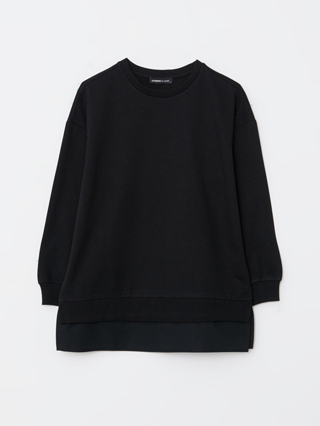 LCWAIKIKI Basic Yeni Siyah Bisiklet Yaka Oversize Kadın Sweatshirt - 5