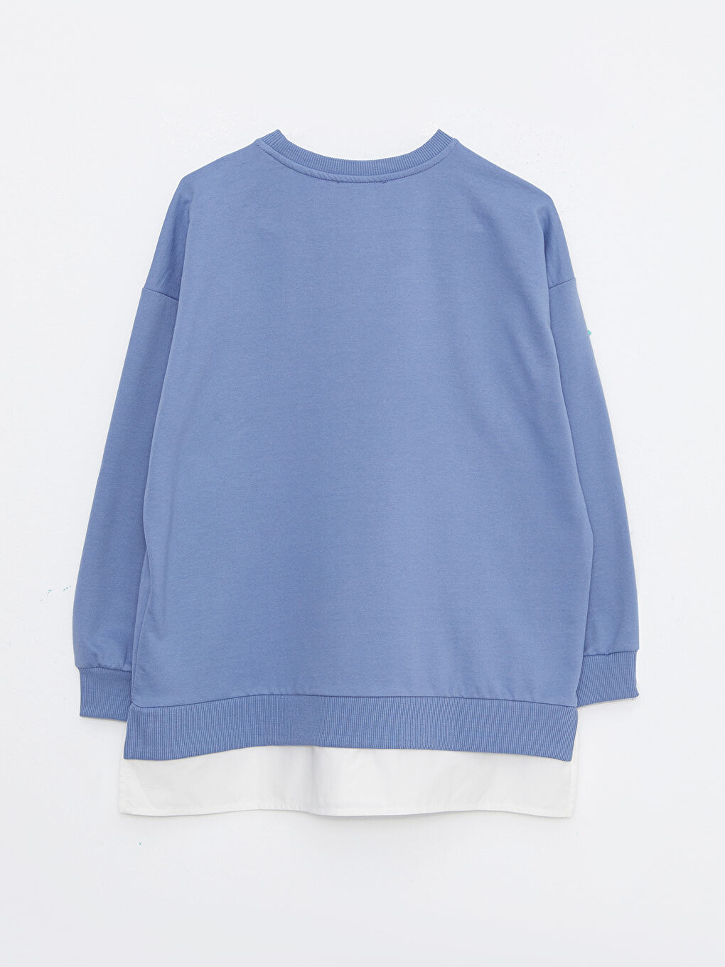 LCWAIKIKI Basic Mat Mavi Bisiklet Yaka Oversize Kadın Sweatshirt - 6