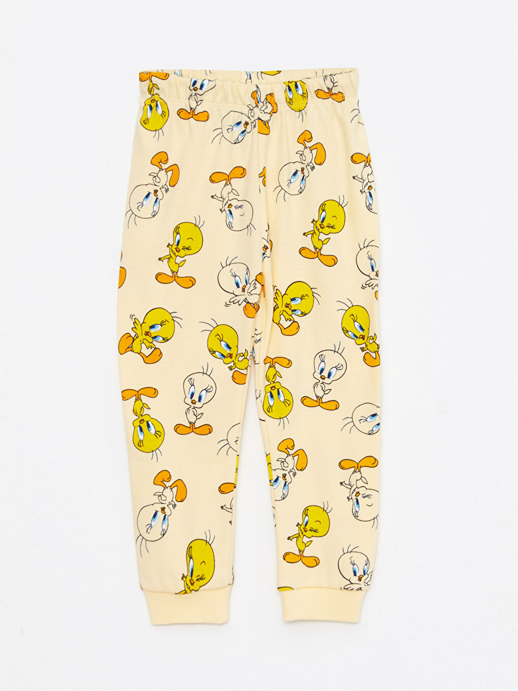 LCW baby Sarı Baskılı Bisiklet Yaka Uzun Kollu Looney Tunes Baskılı Kız Bebek Pijama Takımı - 2