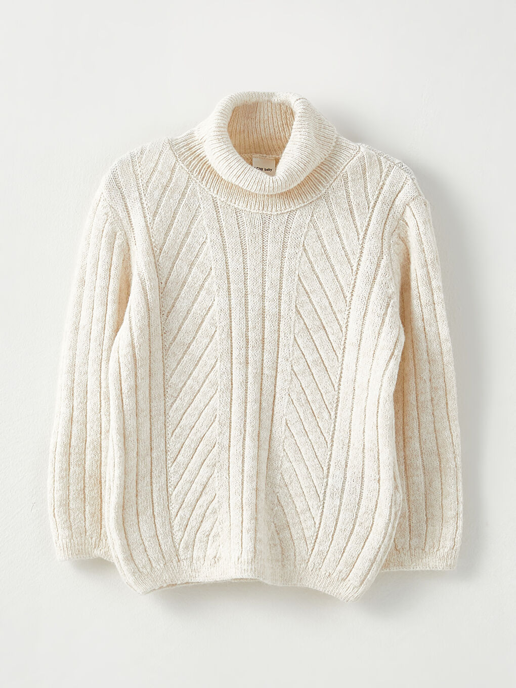 Bej Balıkçı Yaka Uzun Kollu Erkek Bebek Triko Kazak-2