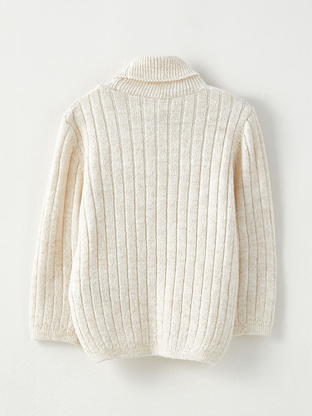 Bej Balıkçı Yaka Uzun Kollu Erkek Bebek Triko Kazak-3