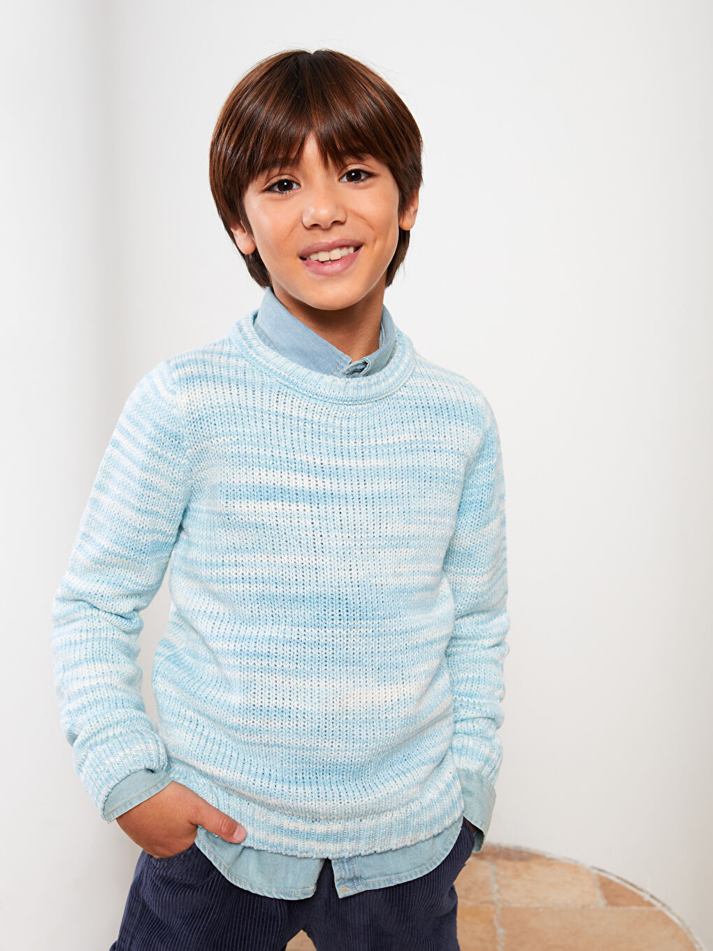 LCW ECO Rundhalsausschnitt Gemusterter Langarm Jungen Pullover -W2HF94Z4-QNS