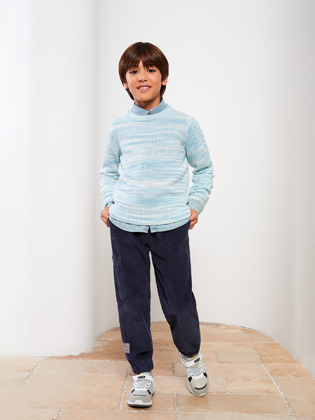 LCW ECO Rundhalsausschnitt Gemusterter Langarm Jungen Pullover -W2HF94Z4-QNS
