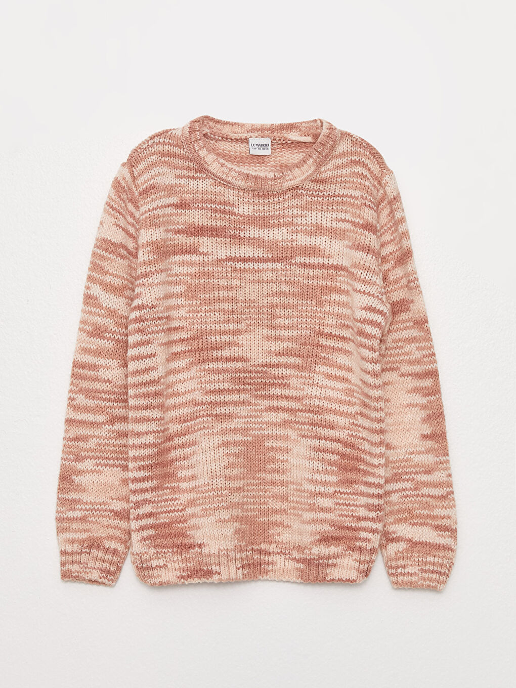 Turuncu Bisiklet Yaka Kendinden Desenli Uzun Kollu Erkek Çocuk Kazak-6