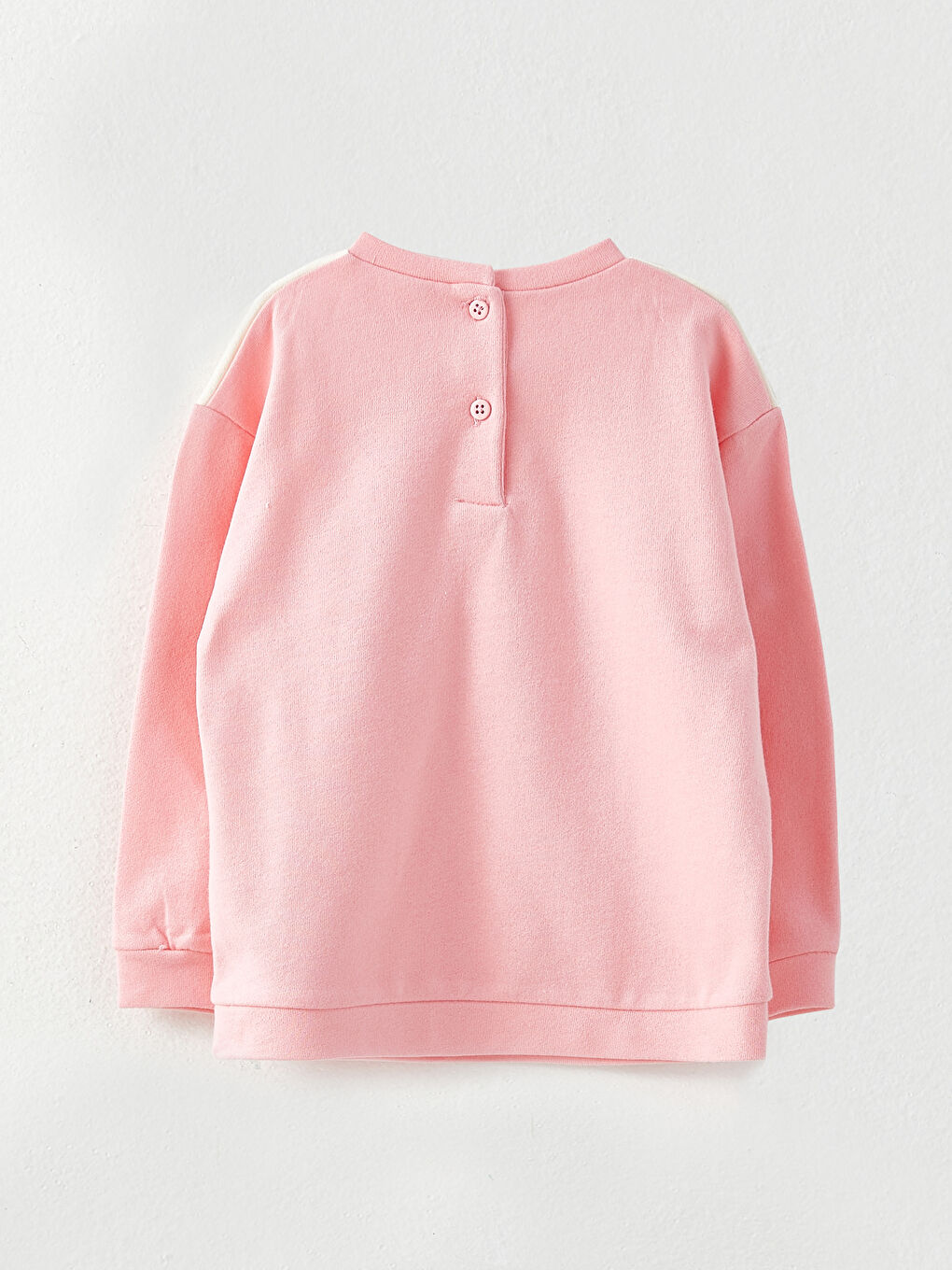 LCW baby Pembe Bisiklet Yaka Uzun Kollu Baskılı Kız Bebek Sweatshirt ve Eşofman Alt 2'li Takım - 3