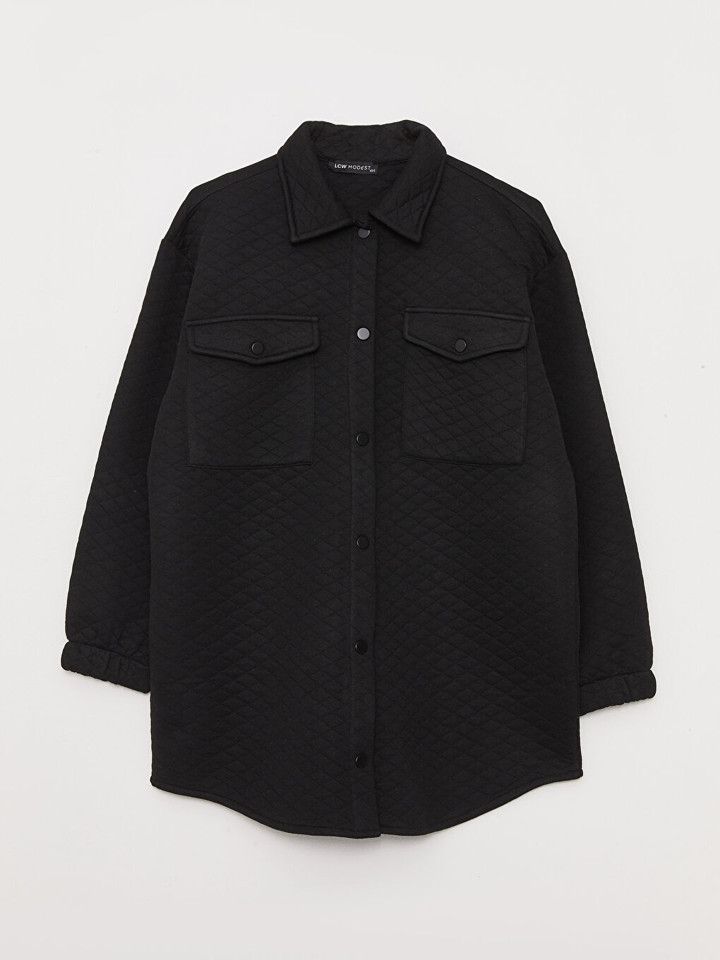 Siyah Kendinden Desenli Uzun Kollu Kadın Gömlek Tunik-5