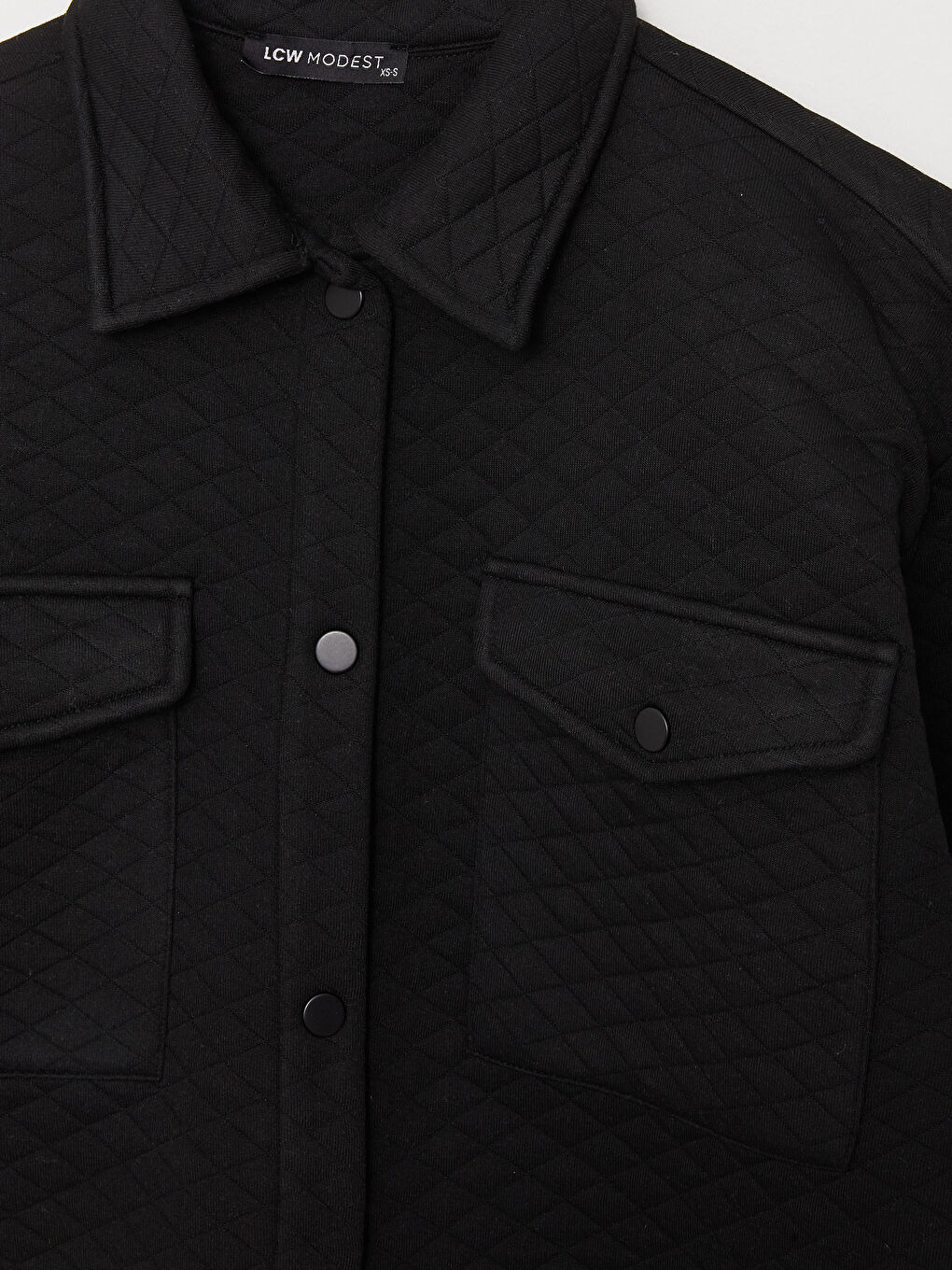 Siyah Kendinden Desenli Uzun Kollu Kadın Gömlek Tunik-7