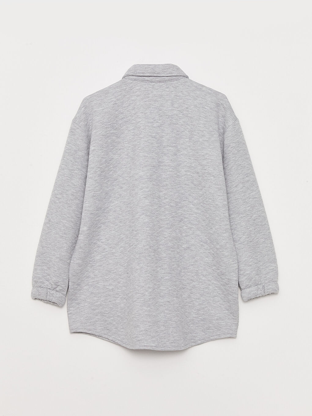 Gri Kendinden Desenli Uzun Kollu Kadın Gömlek Tunik-5