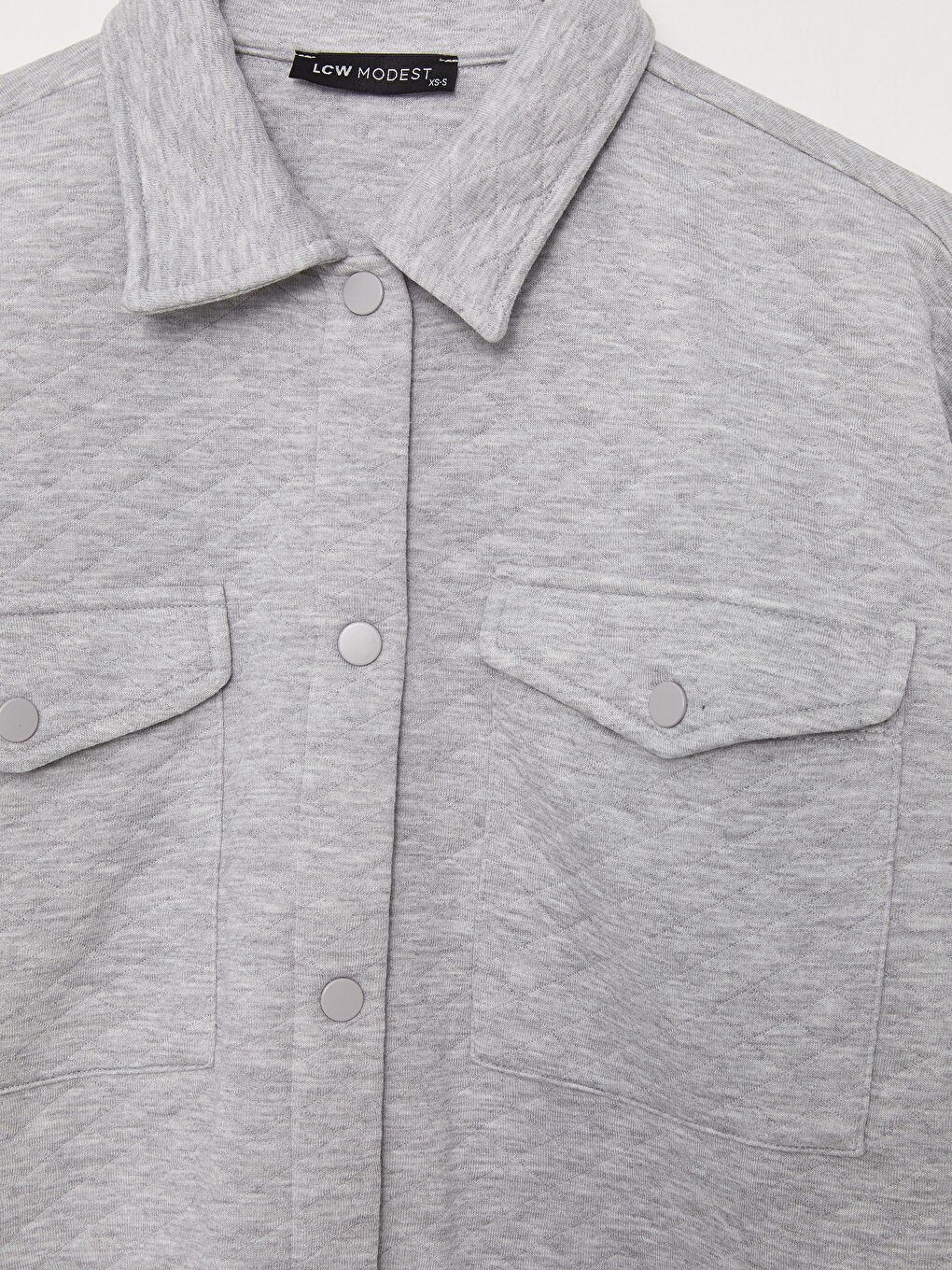 Gri Kendinden Desenli Uzun Kollu Kadın Gömlek Tunik-6