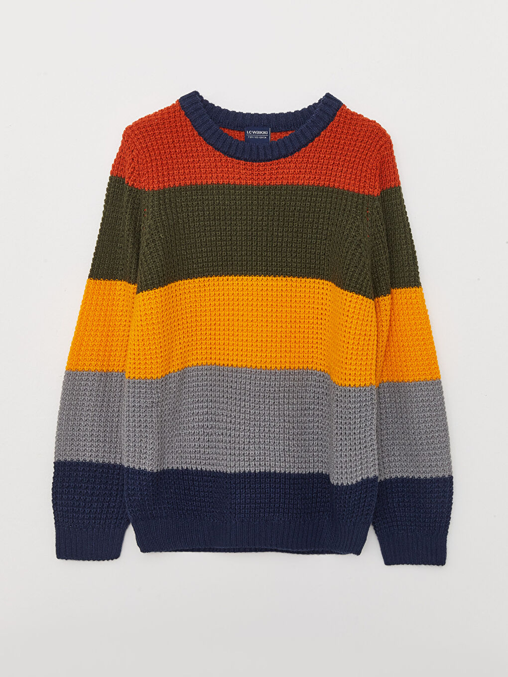 LCW Kids Crew Neck Color Block Long Sleeve Boys' Knitwear Sweater -W2HG70Z4-LKF