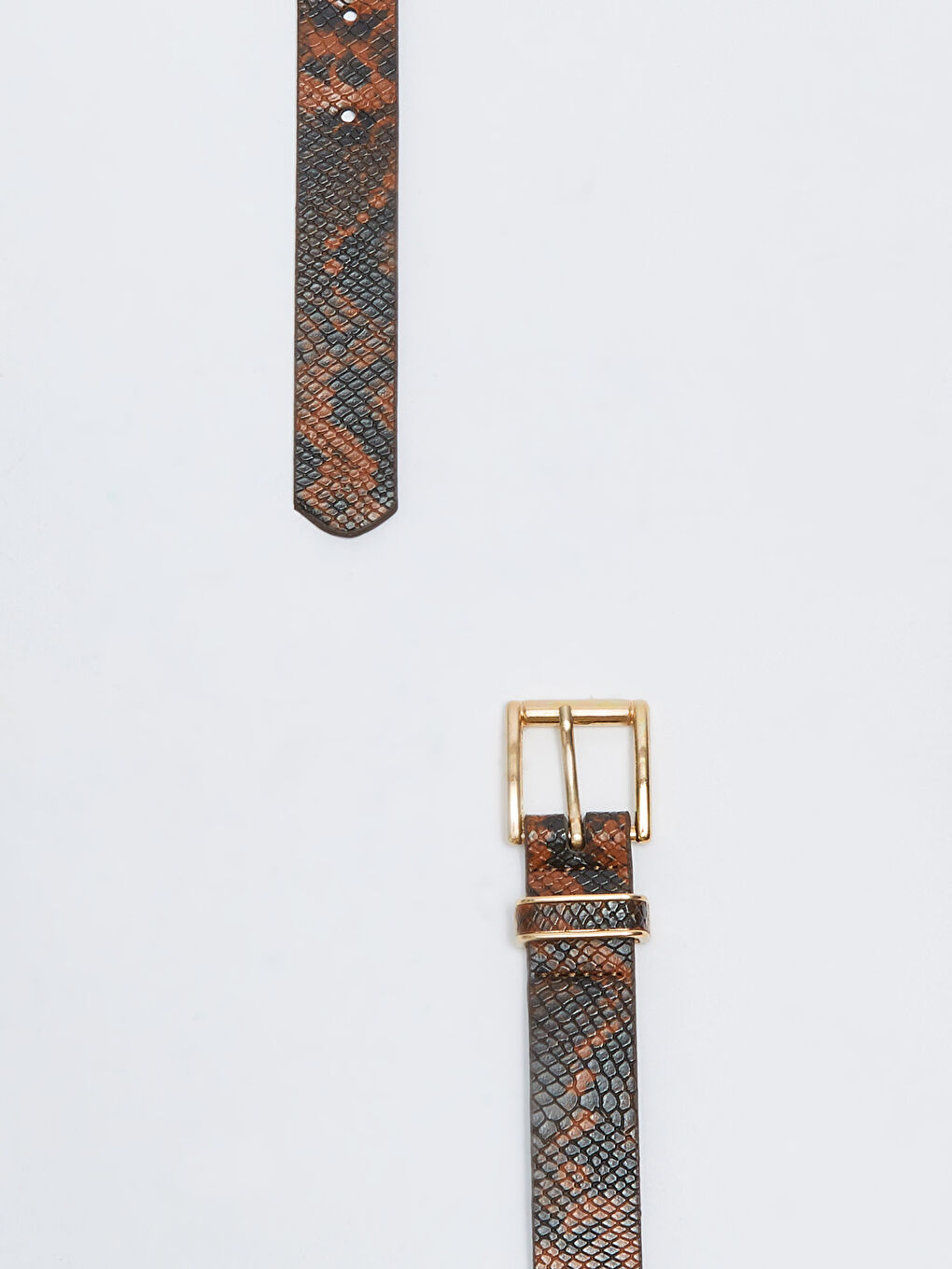 Siyah Deri Görünümlü Yılan Derisi Desenli Kadın Kemer-2