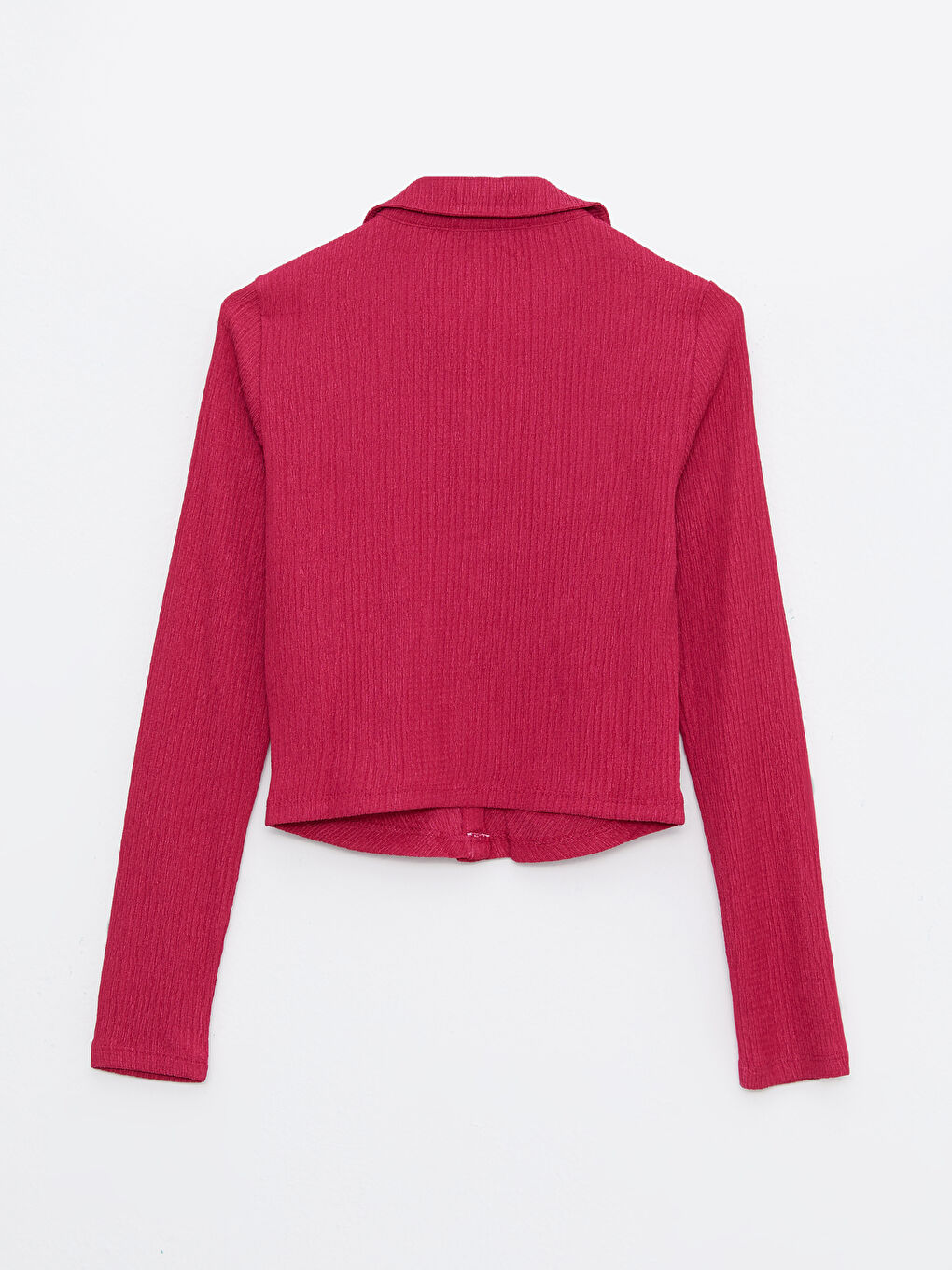 Fuşya Düz Uzun Kollu Kadın Gömlek-6