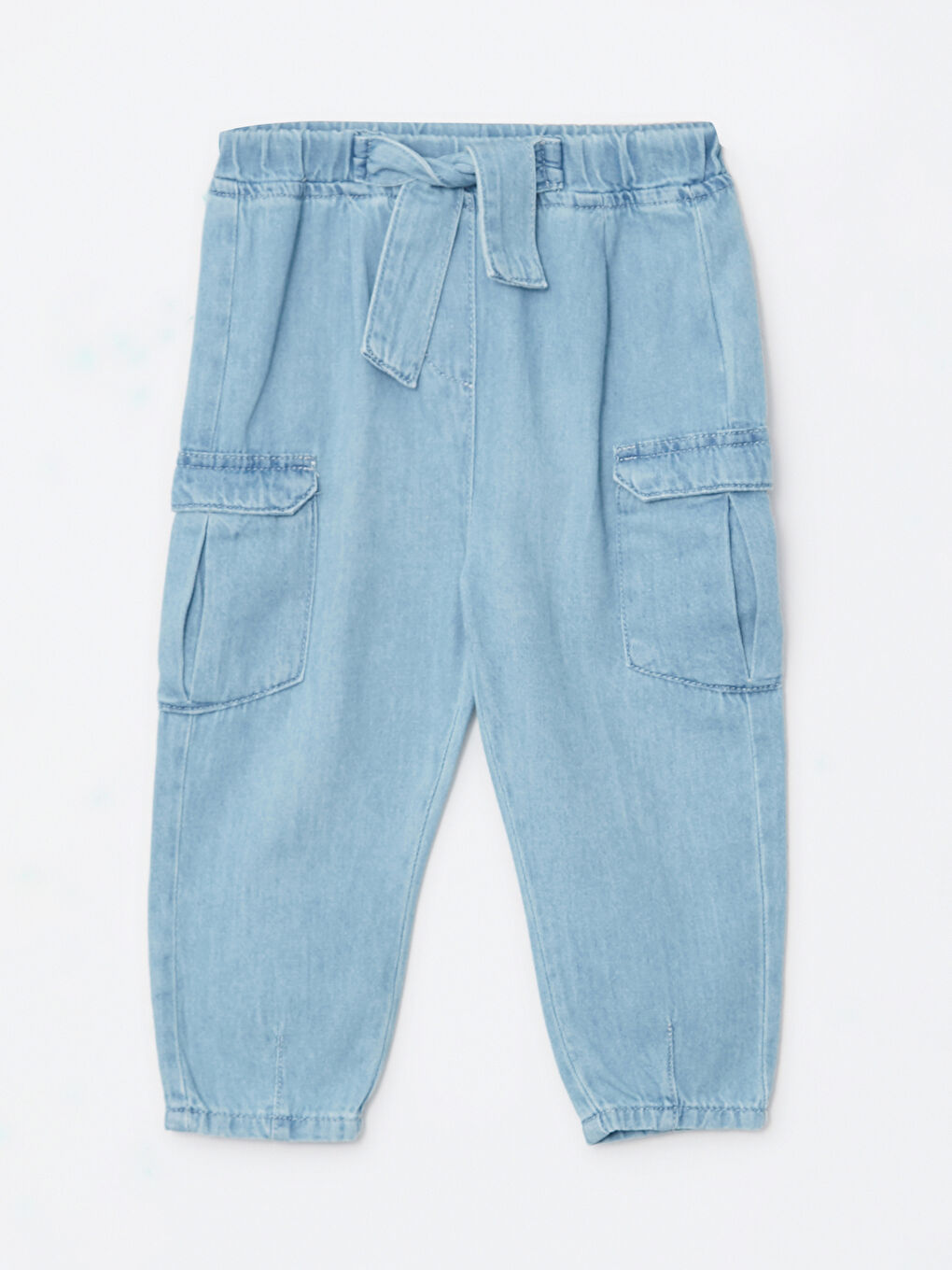 بنطلون جينز للبنات الرضع بخصر مرن بسيط-2