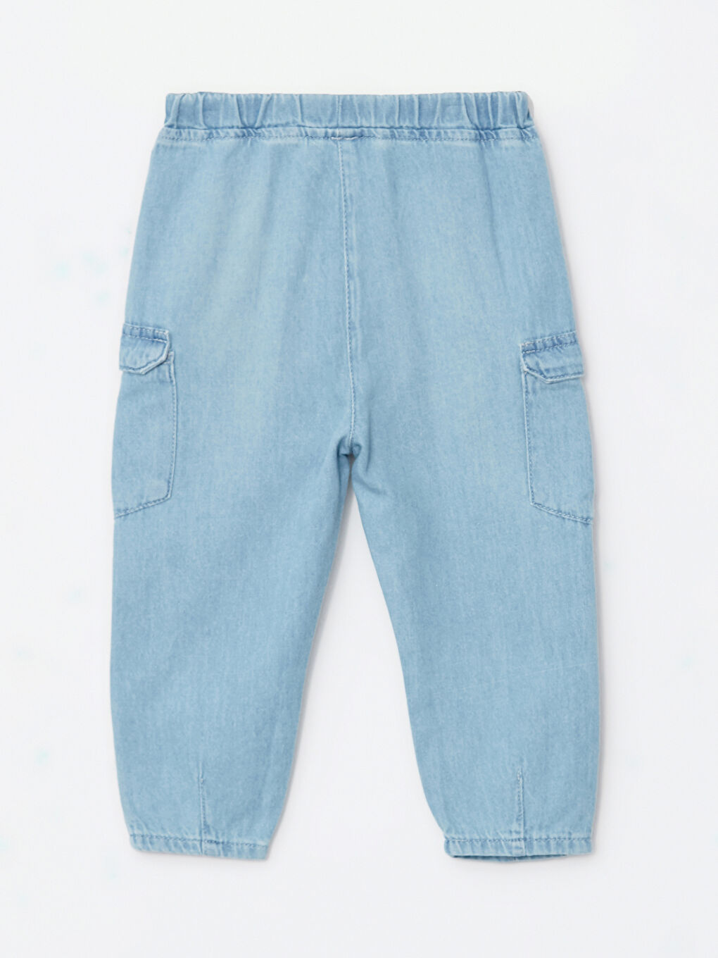 بنطلون جينز للبنات الرضع بخصر مرن بسيط-3