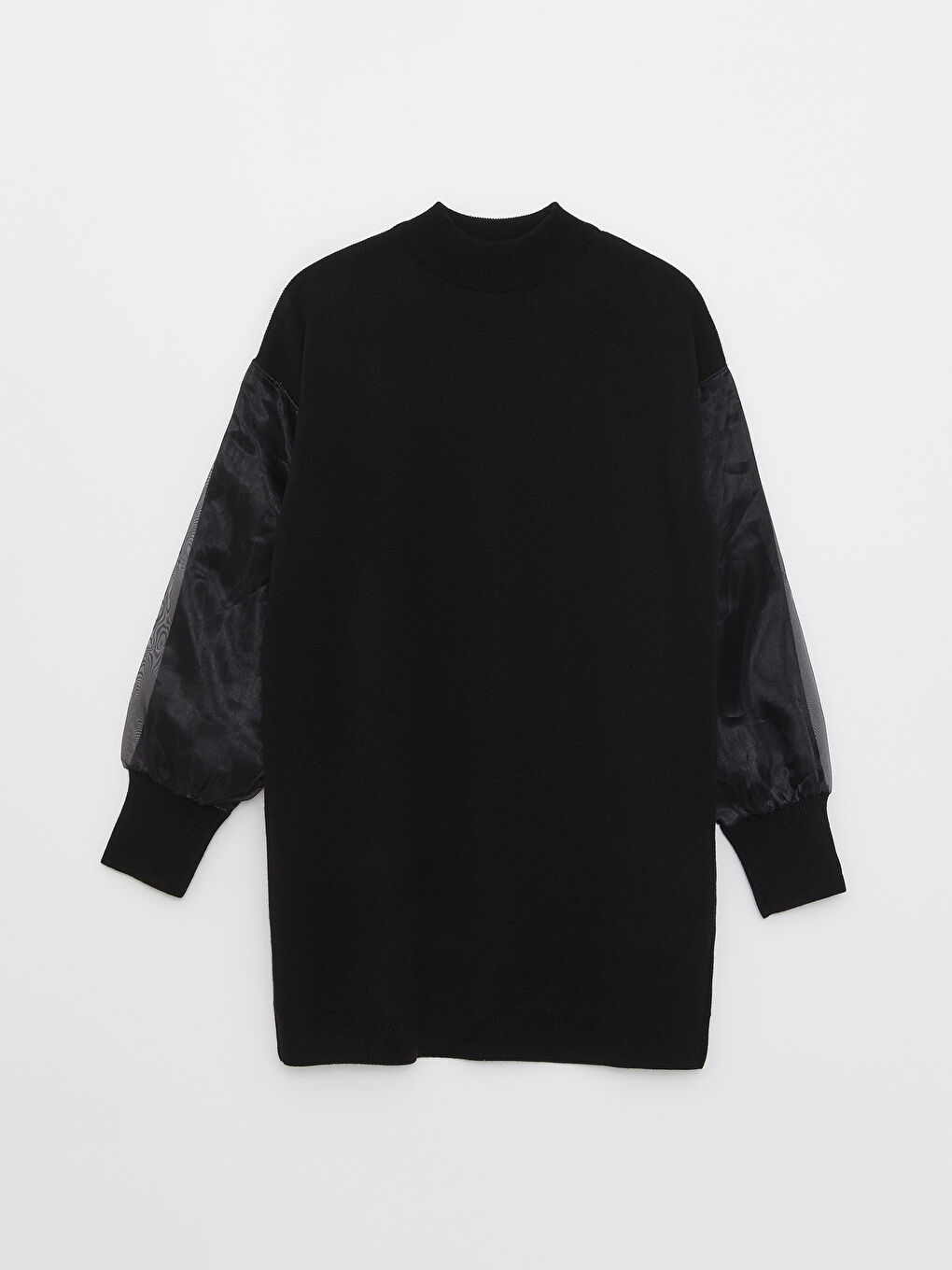 Siyah Dik Yaka Kadın Triko Tunik-5